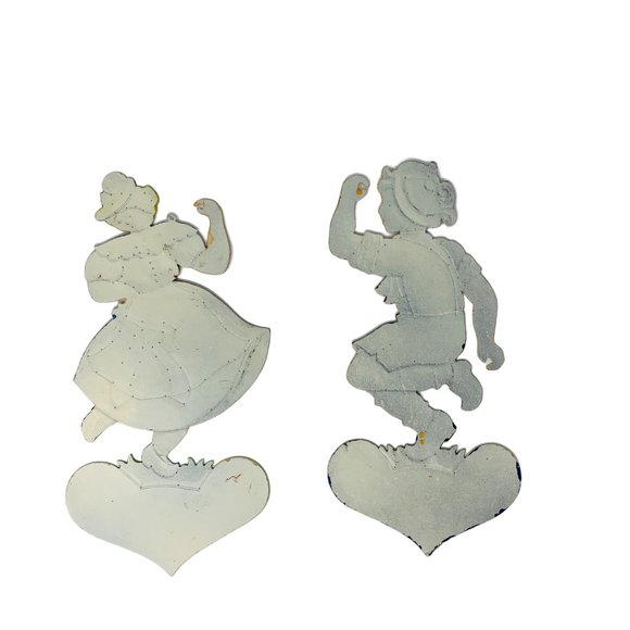 Vintage 1970s Dancing Dutch Couple Wall Hanging Handmade Metal Folk Art - Picture 6 of 8